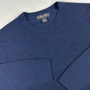 Brooks Brothers Merino Wool Sweater Men's L Paisley‎ Print Crew Neck Pullover